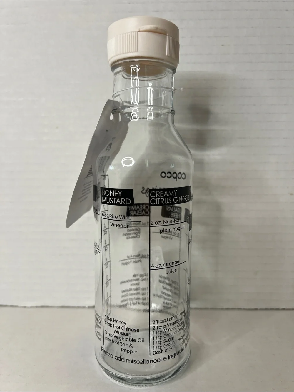 Copco Clear Glass Multi Salad Dressing Bottle With Recipes NEW